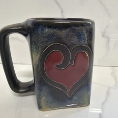 Mara Mexico Hearty Lovers Heart Mug In Lead Free Stoneware Pottery 12oz ~ ❤️