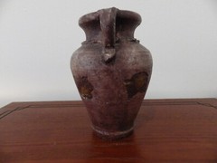 Terra Cotta Pottery Mauve With Leaves H7″ 13″ Around 1.0LB