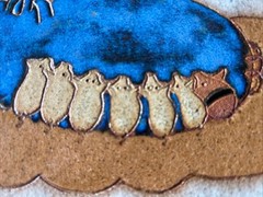 Red Clay Handmade Studio Art Pottery Glazed Mother Pig & Piglets Wall Hanging